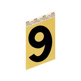 HY-KO GG-25/9 House Number, Character 9, 3-1/2 in H Character, Black Character