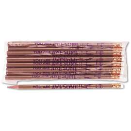 Decorated Wood Pencil, You Are Awesome, HB #2, Gold, Dozen
