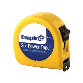 Empire 626 Measuring Tape, 25 ft L x 1 in W Blade, Steel Blade, Chrome