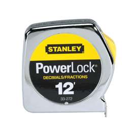 STANLEY 33-272 Measuring Tape, 12 ft L x 1/2 in W Blade, Steel Blade, Chrome
