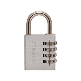 Master Lock 643DASTWD Combination Padlock, 1-9/16 in W Body, 7/8 in H Shackle, Aluminum