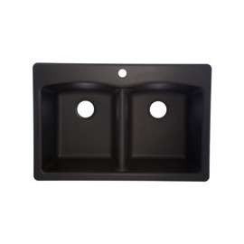 FRANKE EDOX33229-1 Kitchen Sink, 16-7/8 in W, 14-3/8 in D Bowl, Top Mounting, Granite, Onyx
