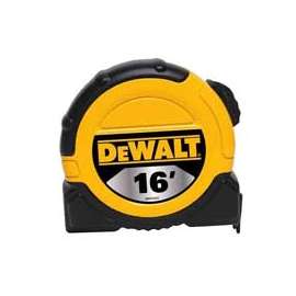 DeWALT DWHT36105/33372 Tape Measure, 16 ft L x 1-1/4 in W Blade, Steel Blade, Black/Yellow