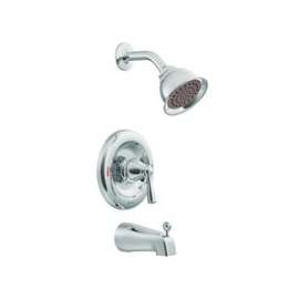 Moen Banbury 82910 Tub/Shower Faucet, 1-Handle, Standard Showerhead, Diverter Tub Spout, Metal, Chrome