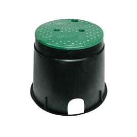 NDS 111BC Valve Box with Overlapping ICV Cover, Round, Polyolefin, Black/Green