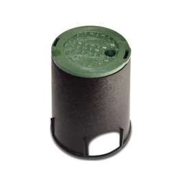 NDS 107BC Valve Box with Overlapping ICV Cover, Round, Polyolefin, Black/Green