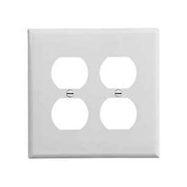 Eaton Wiring Devices PJ82W Mid-Size Duplex and Single Receptacle Wallplate, 2-Gang, Polycarbonate, White