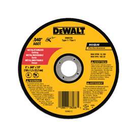 DeWALT DW8725 Cutting Wheel, Very Fine, Aluminum Oxide, 6 in Dia