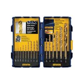 IRWIN 4935607 Jobber Length Drill Bit Set, Steel, Titanium-Coated, 15-Piece