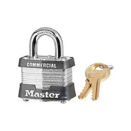 Master Lock 3KA 3210 Keyed Padlock, 1-9/16 in W x 1-1/2 in H Body, 3/4 in H Shackle, Steel