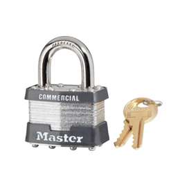 Master Lock 1KA 2402 Keyed Padlock, 1-3/4 in W x 1-15/16 in H Body, 15/16 in H Shackle, Steel