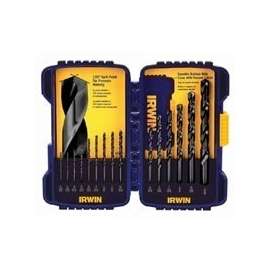 IRWIN 314015 Jobber Length Drill Bit Set, Steel, Black Oxide, 15-Piece