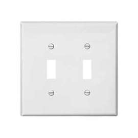 Eaton Wiring Devices PJ2W Mid-Size Wallplate, 2-Gang, Polycarbonate, White