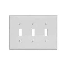 Eaton Wiring Devices PJ3W Mid-Size Wallplate, 3-Gang, Polycarbonate, White