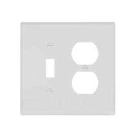 Eaton Wiring Devices PJ18W Combination, Mid-Size Wallplate, 2-Gang, Polycarbonate, White