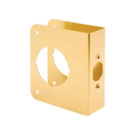 Prime-Line U 9555 Lock and Door Reinforcer, 2-3/8 in Backset, 1-3/8 in Thick Door, Brass
