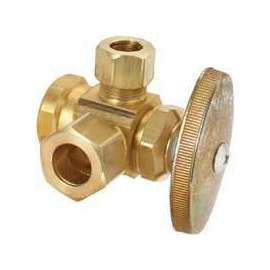 BrassCraft R3701RX RD Stop Valve, 1/2 x 1/2 x 3/8 in FIP x Compression x Compression, Brass, Chrome