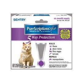 SENTRY PurrScriptions Plus 02111 Flea and Tick Squeeze-On, 6 Count