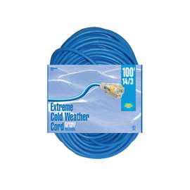 Woods 2629 Extension Cord, 14 AWG, Bright Blue Jacket