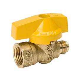 B & K 117-592 Gas Ball Valve, 9/16 x 1/2 in Flare x FPT, Brass