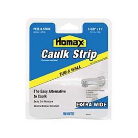 Homax 34040 Caulking Strip, White, 1-5/8 in W x 11 ft L