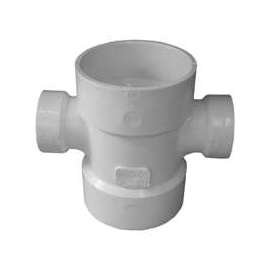 GENOVA 700 Series 73531 Reducing Double Sanitary Tee, 3 x 3 in Run, Hub Run Connection, 1-1/2 in Branch