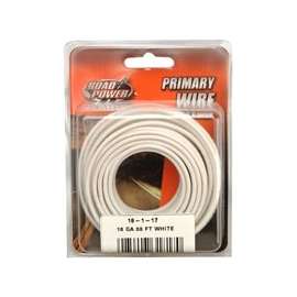 CCI Road Power 55667233/18-1-17 Electrical Wire, 18 AWG, 25 VAC, 60 VDC, Copper Conductor, White Sheath