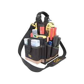 CLC Tool Works 1526 Electrical and Maintenance Tool Carrier, 25-Pocket, Polyester Fabric, Black/Tan