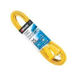 Woods 0591 Extension Cord, 16 AWG, Yellow Jacket