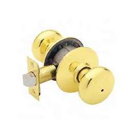 Schlage Plymouth F40VPLY605 Privacy Door Knob, 1-3/8 to 1-3/4 in Thick Door, Brass