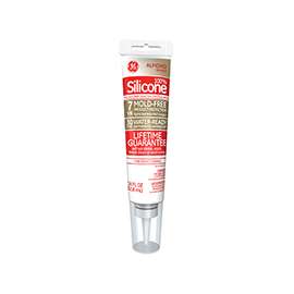 GE Silicone II GE286 Caulk, Almond, 2.8 oz Tube