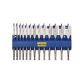 IRWIN 88887 Standard Spade Bit Set, Carbon Steel, 13-Piece, For Standard Quick-Change Chucks