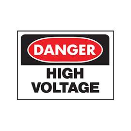 HY-KO 508 Danger Sign, Rectangular, HIGH VOLTAGE, Black Legend, White Background