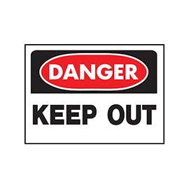 HY-KO 512 Danger Sign, Rectangular, KEEP OUT, Black Legend, White Background