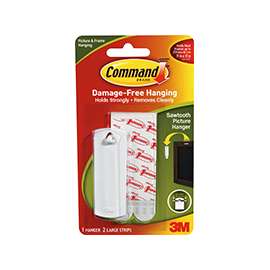 Command 17040 Picture Hanger, 5 lb Weight Capacity, Adhesive Strip Mounting, Plastic