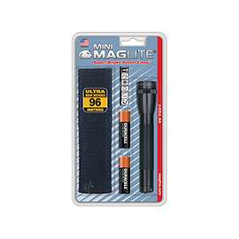 MagLite M2A01H Flashlight, 3 VDC, Xenon Lamp, Alkaline Battery, Black
