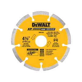 DeWALT DW4740 Circular Saw Blade, 4-1/2 in Dia, Diamond Cutting Edge, 5/8 in Arbor