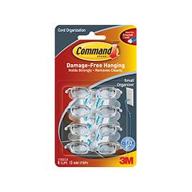 Command 17302CLR Cord Organizer, Plastic, Transparent
