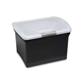 Sterilite ShowOffs 18719004 File Box, 35 qt Capacity, Latch Lid, Plastic, Black/Clear/Titanium