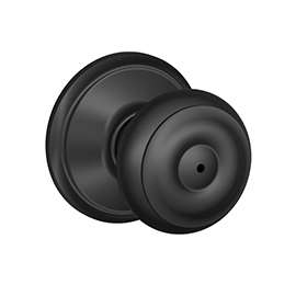 Schlage Georgian F40 GEO 622 Privacy Door Knob, 1-3/8 to 1-3/4 in Thick Door, Brass, Matte