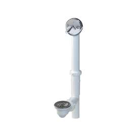 Keeney 64W Bath Drain Assembly, Plastic, White, Chrome
