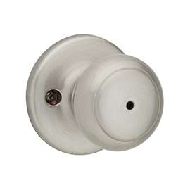 Kwikset 300CV-15 CP Privacy Door Knob, 1-3/8 to 1-3/4 in Thick Door, Satin Nickel