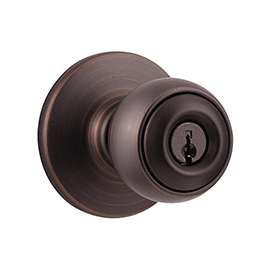 Kwikset 400P-11P CP Keyed Entry Knob, 1-3/8 to 1-3/4 in Thick Door, Venetian Bronze