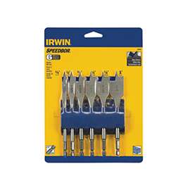 IRWIN 88888 Standard Spade Bit Set, Steel, 6-Piece, For 1/4 in Quick-Change Chucks and Impact Drills