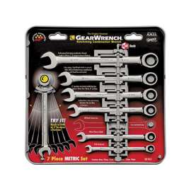 GearWrench 9417 Combination Wrench Set, Steel, Polished Chrome, 7-Piece