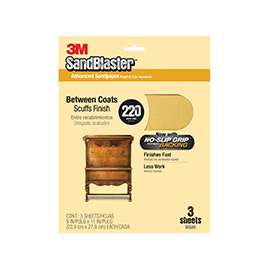 3M SandBlaster 20220-G Sanding Sheet, 220-Grit, Paper Backing, Aluminum Oxide, Gold