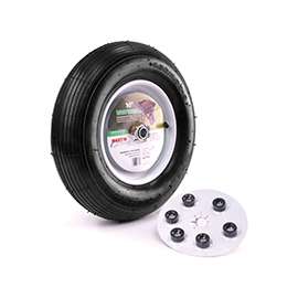 Martin Wheel 408TTRIB31 Wheelbarrow Wheel with Universal Hub, 300 lb Max Load, 8 in Dia Rim, 16 in Dia Tire