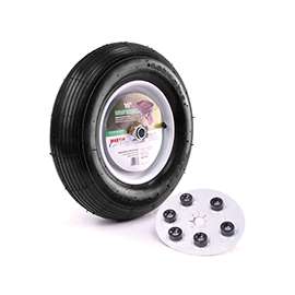 Martin Wheel 408TTRIB32 Wheelbarrow Wheel with Universal Hub, 300 lb Max Load, 8 in Dia Rim, 16 in Dia Tire