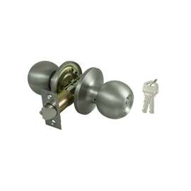 ProSource Entry Tubular Knobset, 2-3/8 - 2-3/4 In, Adjustable 6-Way Latch Bolt, 2 Screws Fasteners