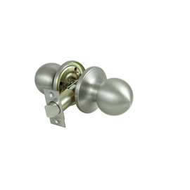 ProSource Passage Door Knob, 2-3/8 - 2-3/4 In, Adjustable 6-Way Latch Bolt Fasteners, Stainless Steel